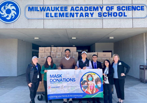 Foxconn Wisconsin delivers 50,000 masks to Milwaukee charter school. Plans to donate 2 million masks in coming weeks